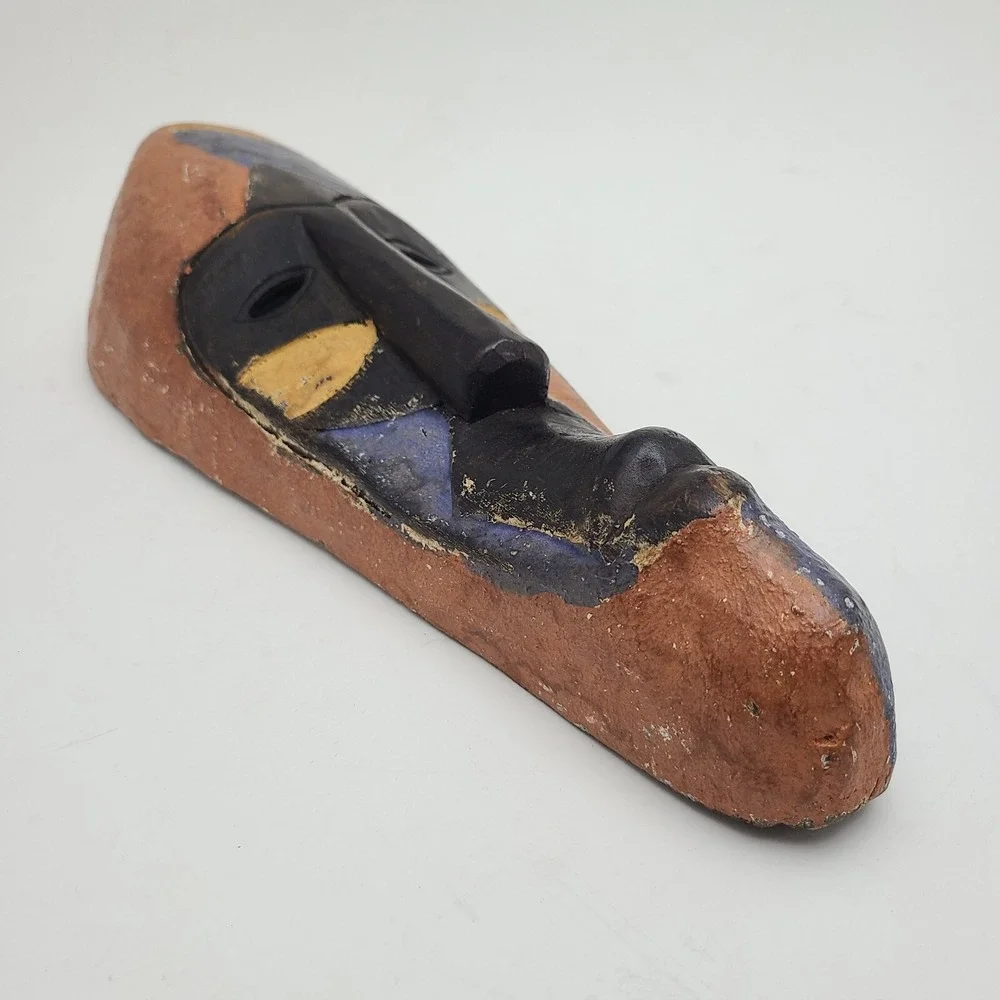 Vintage Hand Carved Wood Painted African Tribal Mask, 12